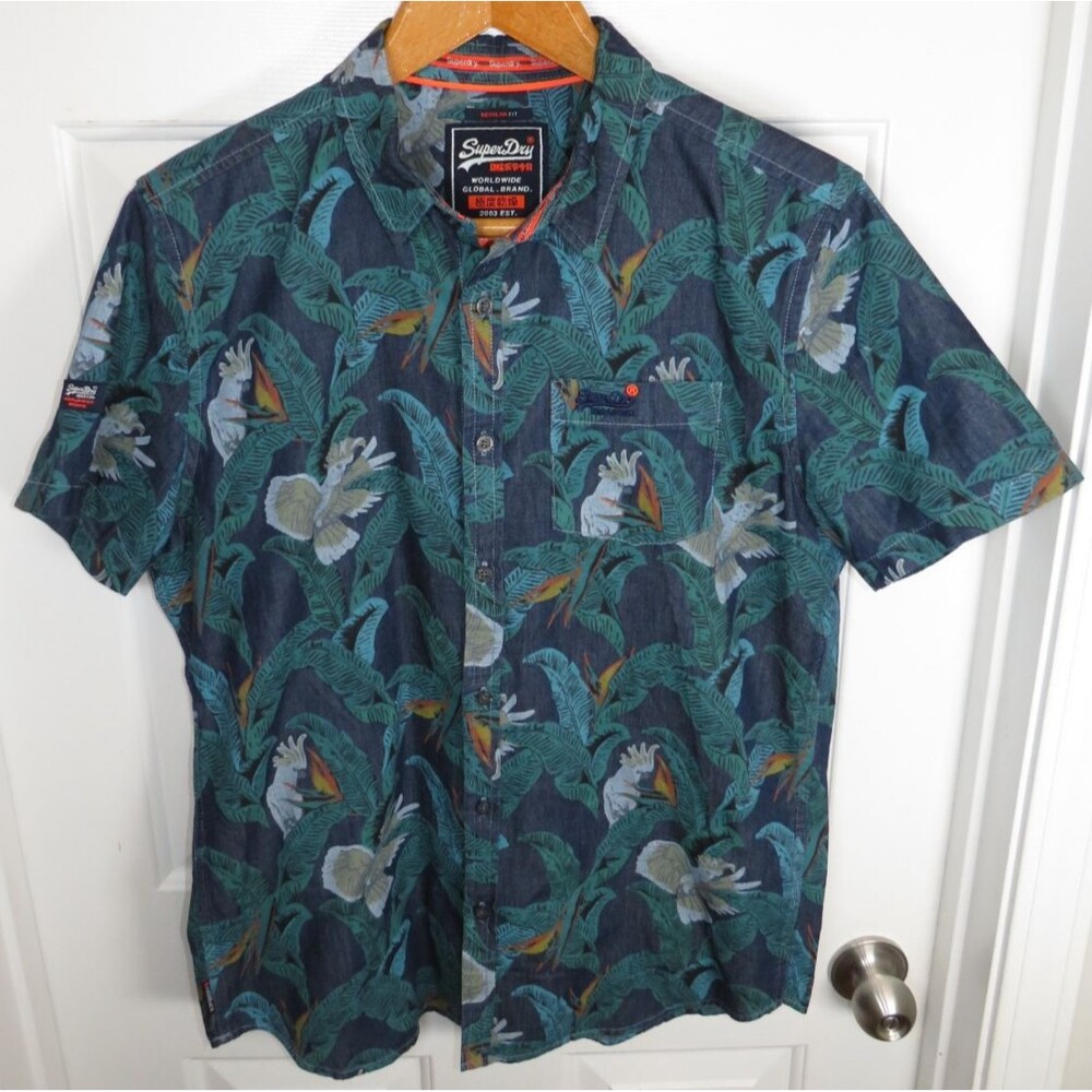 Superdry Shirt Mens US Medium (JP Tag XL) Miami Loom Floral AOP Button Up